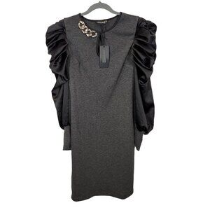 NWT Ladyform Puff Sleeve Dress‎ in Gray Size UK 12